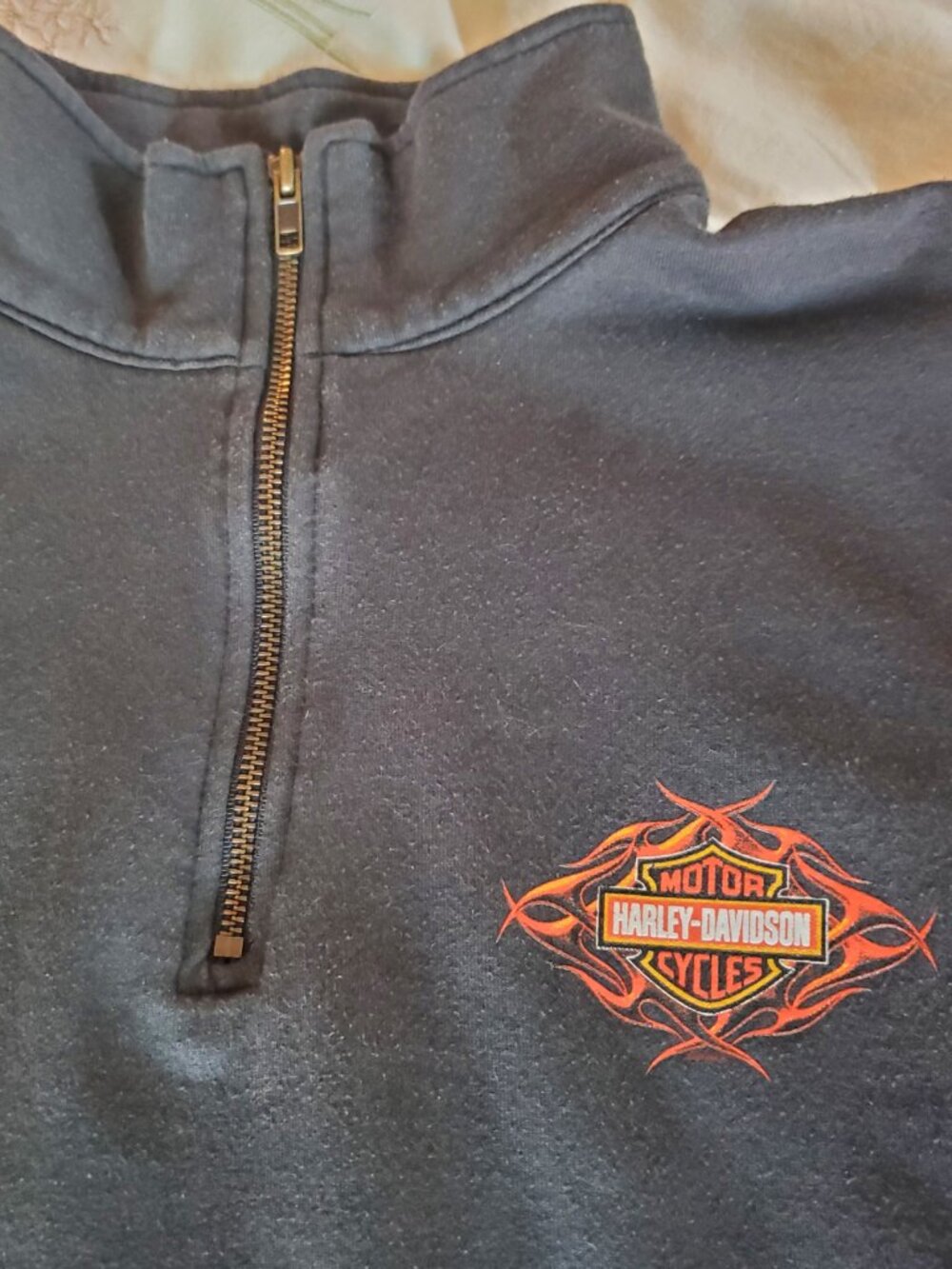 VTG 90s Harley Davidson Holoubek Farthest North Outpost Fairbanks AK 1/4 Zip S
